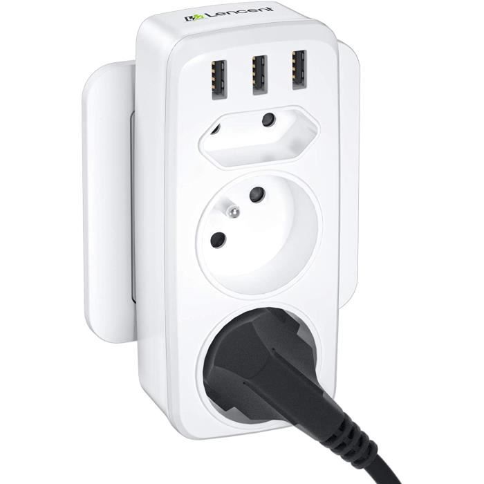 1 Etagères Murales et Veilleuse À Capteur Multiprise Murale 2 Ports de Charge USB 6-en-1 USB Multiprise avec 1 Sortie AC Idéal Pour la Chambre de Bain et le Salon 1 Prise Euro Tolare Prise USB 