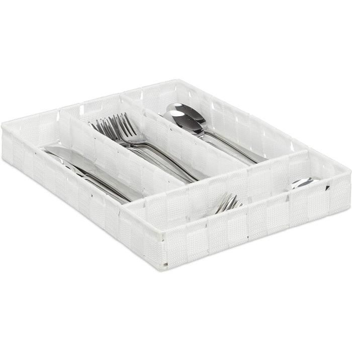 Organiseur à couverts vintage en bois avec couvercle ouvert à 4 compartiments