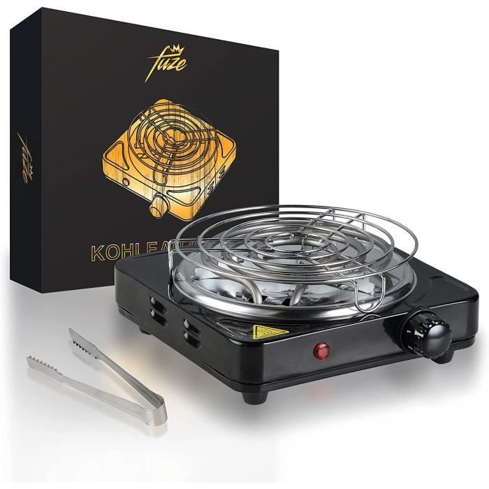 Allume Charbon Électrique 1000W Coco Véritable - Indicateur Lumineux Protection Surchauffe Noir