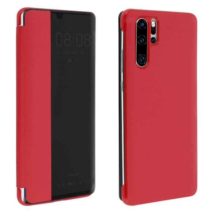 Housse Portefeuille Huawei P30 + Verre Trempé - Noir/rouge, Marque EbestStar, Neuf Sous Blister