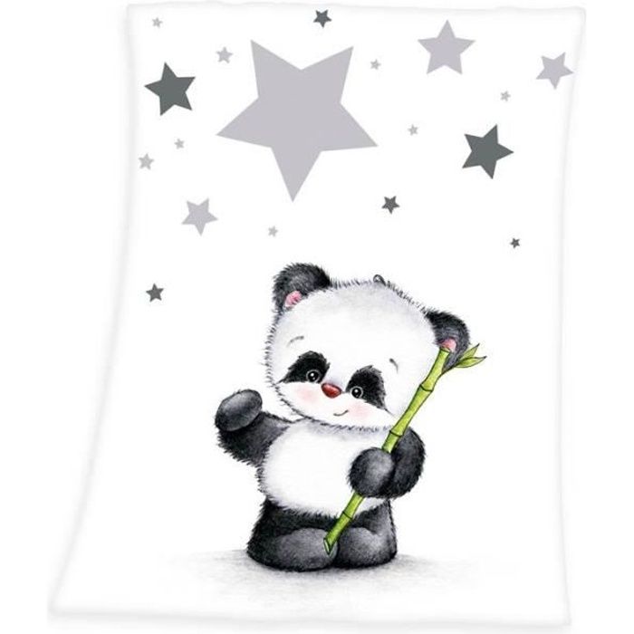 Baby Best Panda Couverture - 100% polyester - Berceau (75x100 cm) - Blanc