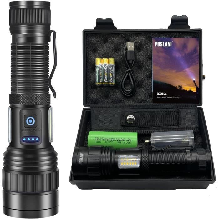 Shadowhawk Lape Torche LED Ultra Puissante, 500000 Luens Lape de Poche Rechargeable, XHP70.2 Shadowhawk Lape Torche LED Ultra Puissante, 500000 Luens Lape de Poche Rechargeable, XHP70.2