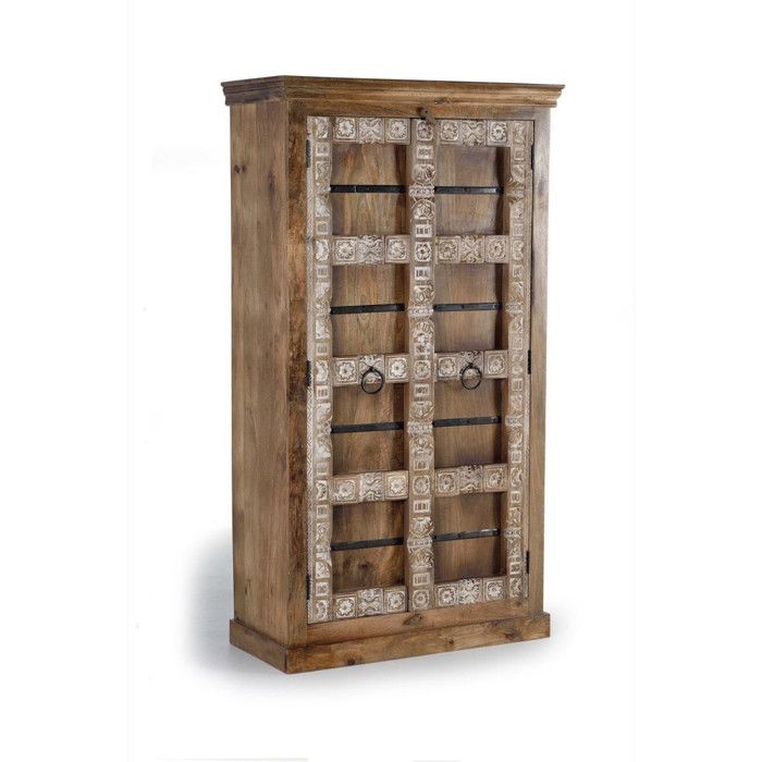 Armoire en bois de manguier - Giner y Colomer - 2 portes - Sculptée à la main - Marron Armoire en bois de manguier - Giner y Colomer - 2 portes - Sculptée à la main - Marron