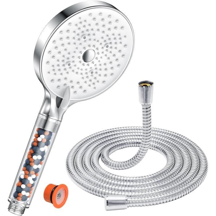 Pommeau De Douche Anti Calcaire Avec 15 Étapes Filtre Et Avec Tuyau 1,5M Pommeau Douche Économie Deau Haute Pression Filtre Douche 3 + 1 Types | Leroy Merlin