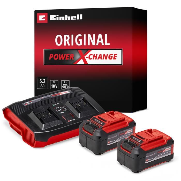 Einhell Starter Kit 2 x 52 Ah + Double Chargeur PXC Lithium Ion 18V pour Einhell PXC - vue 2