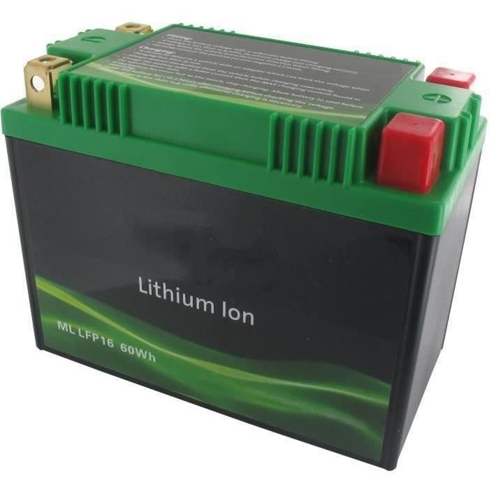 Batterie de démarrage Lithium-Fer-Potassium (LiFePo4 ou LFP) 12V 22A 60Wh, remplace batteries acide/plomb YTX15L-BS, YTX18L-BS, YB16