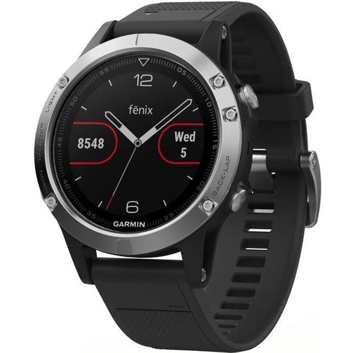 Montre GARMIN - Fenix 5 Silver Montre connectée GPS cardio Multisports -  Argent et noir - Cdiscount Téléphonie