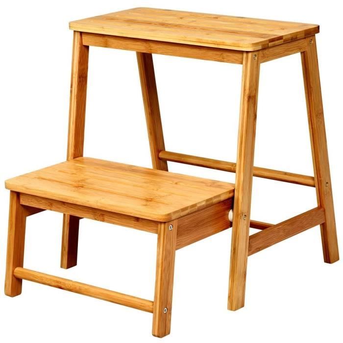 Marchepied Pliable 2 Marches En Bois D'épicéa – Charge 250 Kg, Dimensions 50x39x45 Cm, Pour Jardin Ou Maison