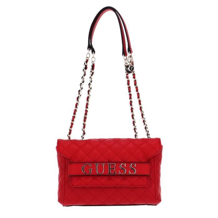 GUESS Illy Convertible Crossbody Flap Red [115639] Rouge Cdiscount