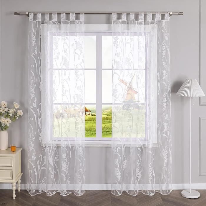 Aayahakawa Voilage blanc transparent en dentelle florale brodée avec