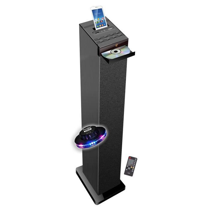 Tour de son WHITETOWER Lecteur CD Bluetooth FM USB Jeu de lumière LED OVNI