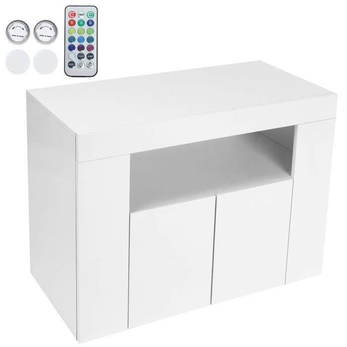 Meuble TV Blanc YEHTOKHOME 190 Cm - 3 Portes, 2 Tiroirs, étagères, Design Moderne (blanc Et Noir) - 14