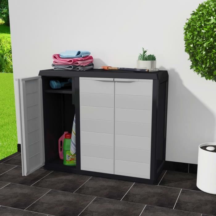 Armoire Basse De Rangement De Jardin Avec 2 Etageres Noir Et Gris 97 X 38 X 87 Cm Achat Vente Armoire De Chambre Armoire Basse De Rangement De Soldes Sur Cdiscount Des Le 20 Janvier Cdiscount