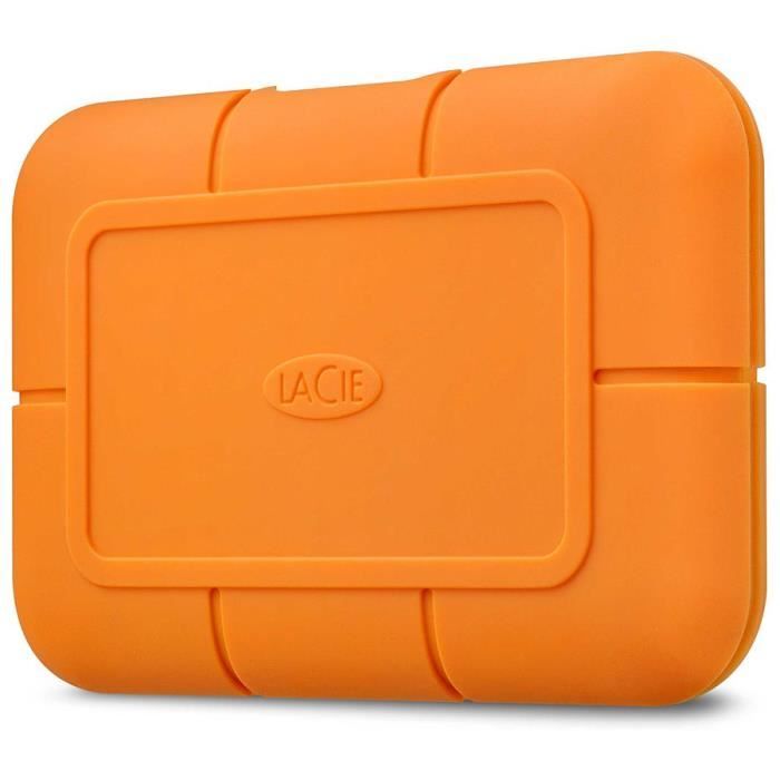 Disque SSD LaCie Rugged USB-C - 2 To - Orange - Imperméable - Antipoussière - Robuste