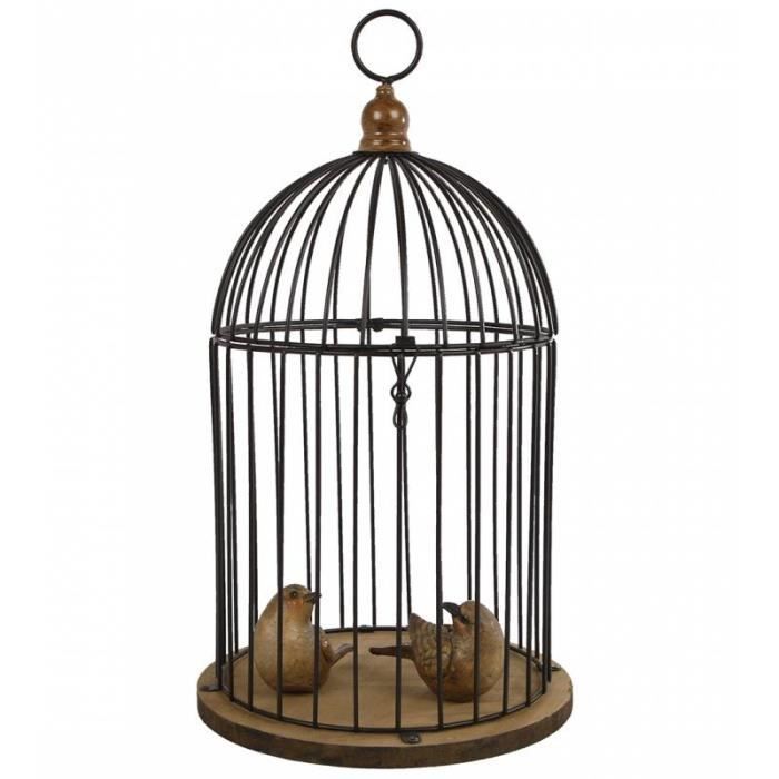 Cage à Oiseaux Photophore Intérieur Ou Extérieur Volière Décorative Ronde En Métal Marron 225x225x40cm 40