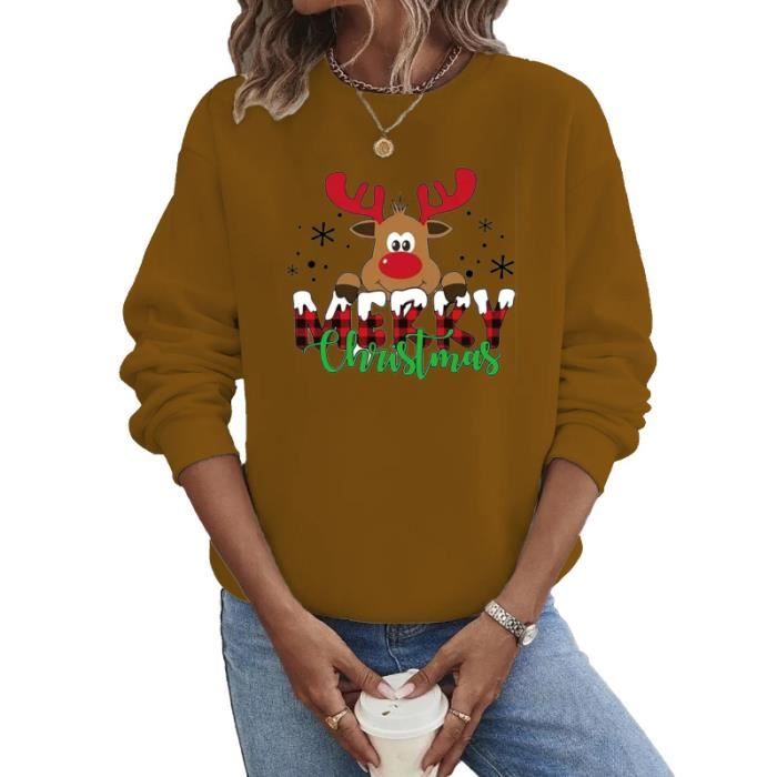 Pull De Noël Femme Drôle – Sweat Polaire Hiver Motifs Festifs, Coupe Loose, Idéal Pour Soirées Et Famille Assortie