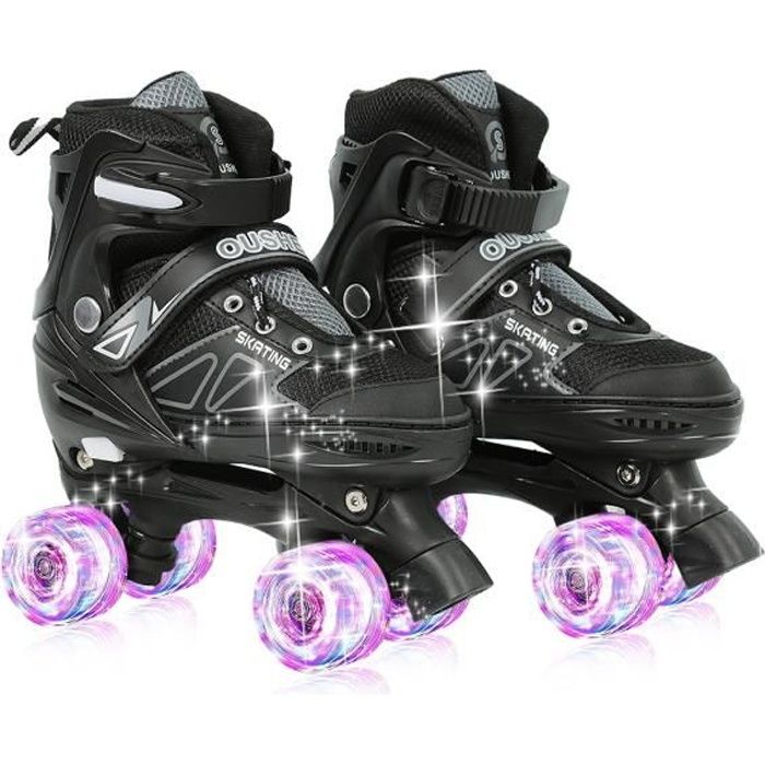 Willonin® Patins à roulettes avec 8 Roues Lumineuses, Roller en ligne pour Enfant Fille Garçon, Taille Réglable et Maille Respirant