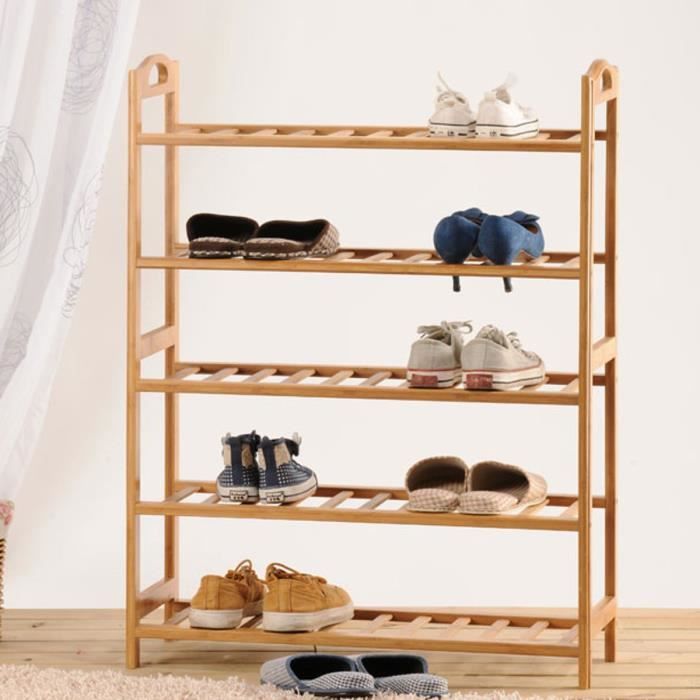 Home Discount Rack /à Lattes en Noyer 2/ Niveaux pour Rangement de Chaussures