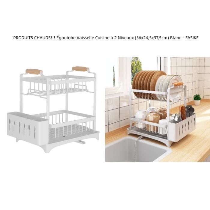 Égouttoir à Vaisselle 2 Niveaux Métal Blanc - Maisons Du Monde