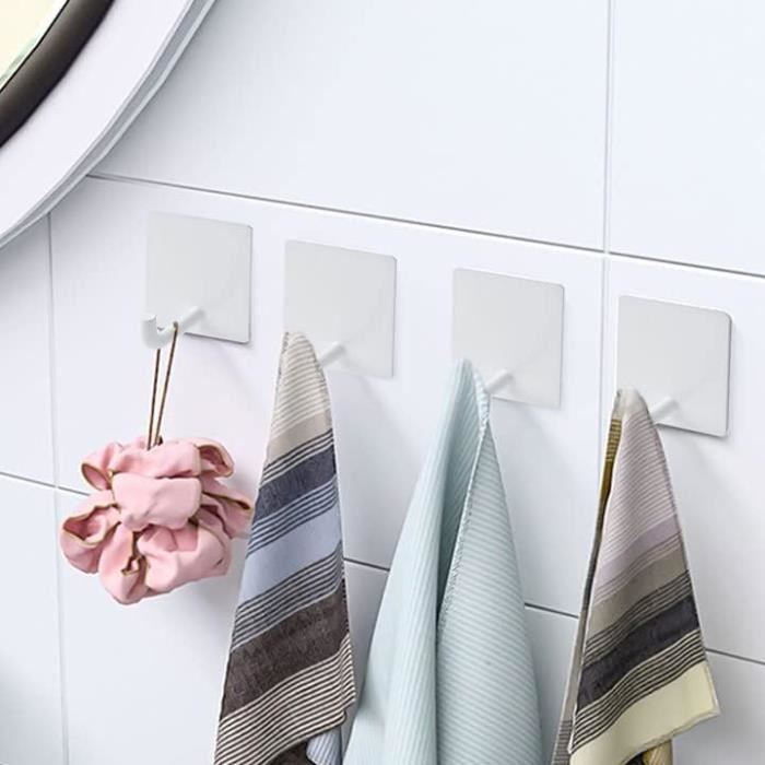 3 Pièces Crochet Adhésif 3M, Crochet Mural De Salle De Bains, Sans