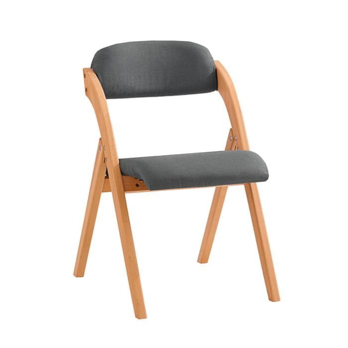 SoBuy FST92-SG Chaise Pliante en Bois avec Assise et Dossier Rembourrés Gris foncé – 47 x 60 x 77 cm