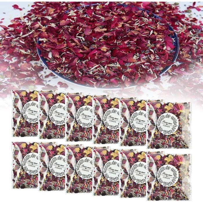 Magrimaxio 12 Paquets De Pétales De Rose Naturelles 120g - Confettis Mariage Biodégradables Pour Décoration Romantique