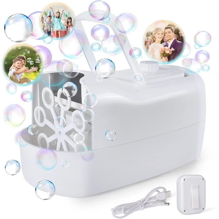 Panamalar Machine à Bulles Automatique – 2 Vitesses – 10 000+ Bulles/min – Réservoir 400 Ml – USB / Piles – Pour Fêtes, Mariage, Extérieur – Blanc