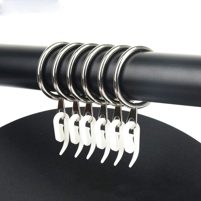 50 Anneaux De Rideaux En Métal Blanc - Diamètre Intérieur 30mm Pour Tringles Jusqu'à 27mm
