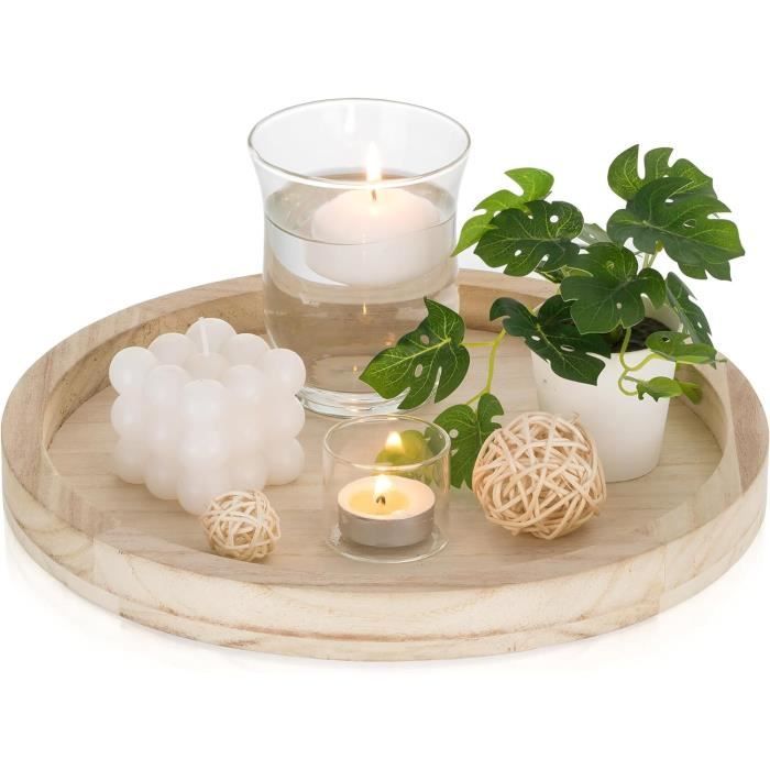 Roadedi Plateau En Bois Décoratif - Plateau à Bougies Rond 29 C
