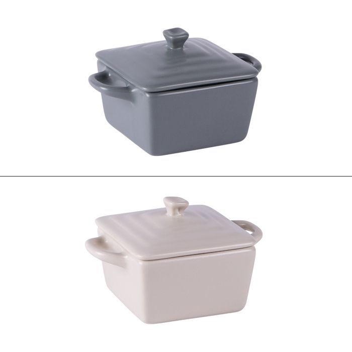 Mini cocotte carré 13 cm en grès (lot de 2) - Table Passion