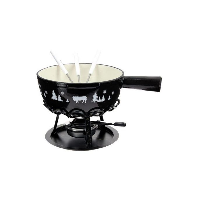 Service à fondue vintage en fonte émaillée vert foncé Nomar/Staub ~ Made in France ~ Recommande par « Paul Bocuse » - France