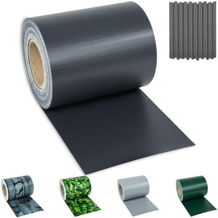 Brise-vue - TECTAKE - Bandes brise-vue en PVC de 70 x 19 m protection intempéries et soleil fixations incluses - Gris anthracite