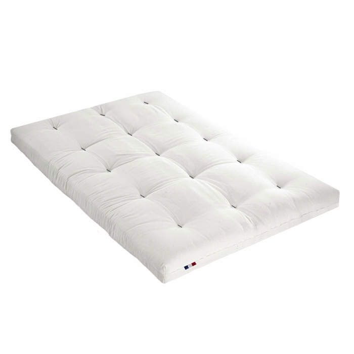 Matelas futon écru en coton 140x200 - Ecru - Garantie 5 ans - Terre de Nuit