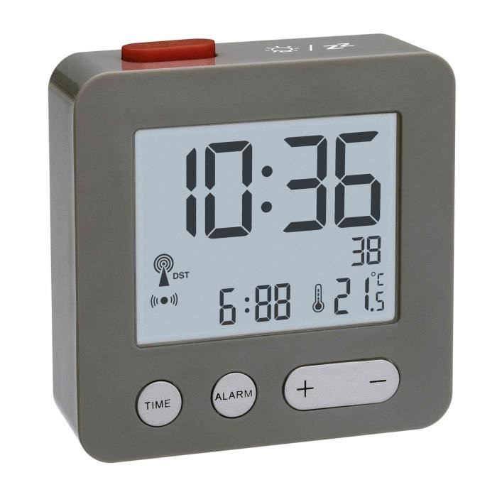 Réveil numérique - TFA - Funkwecker - Anthracite - Snooze - DCF77