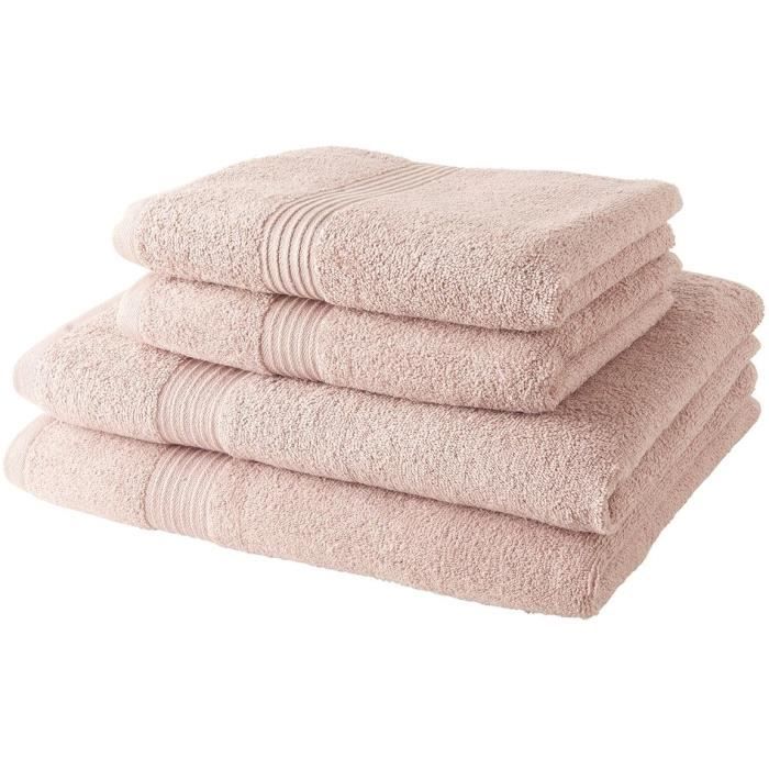 Lot De 2 Serviettes De Bain 50x90 Cm + 2 Draps De Bain 70x130 Cm TODAY - 100% Coton 450 G/m² - Motif Paon