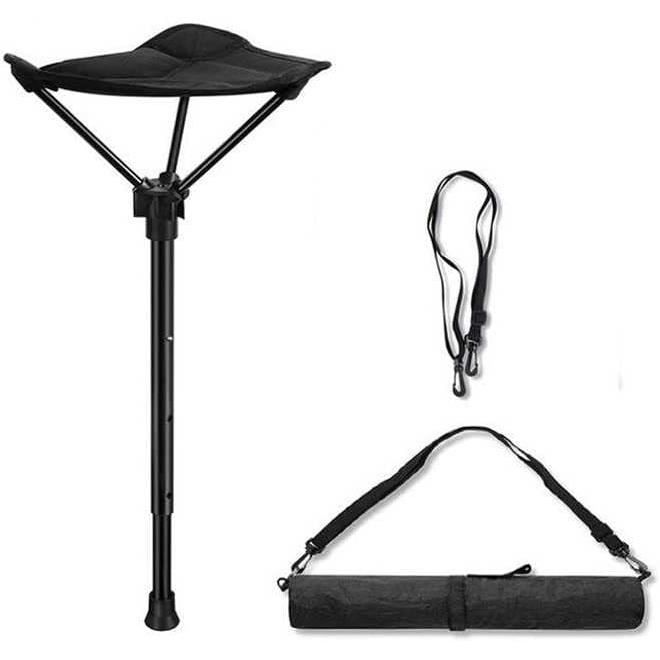 Tabouret De Camping Pliable Et Télescopique 3 Hauteurs – Un Seul Pied, 340 G, Charge 125 Kg