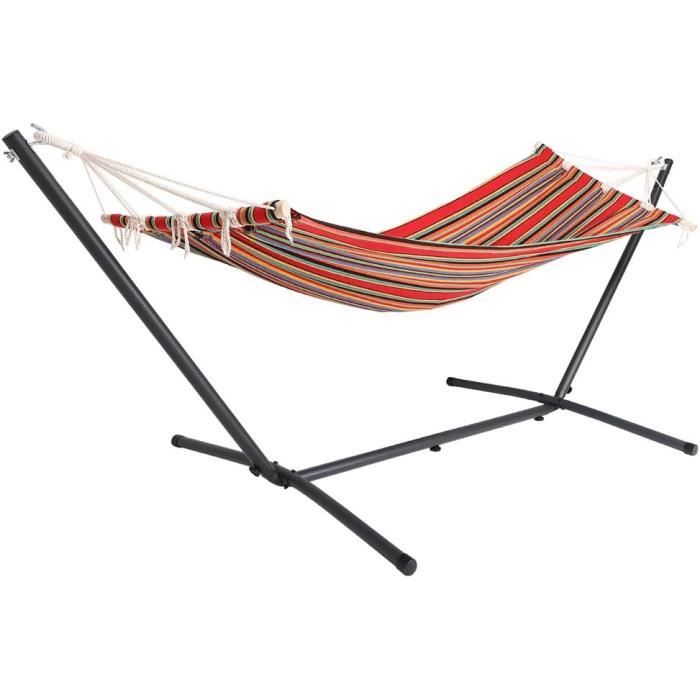 Hamac Avec Support Suspendu, Fauteuil, Polyester, Fer Gris, Capacité 150kg