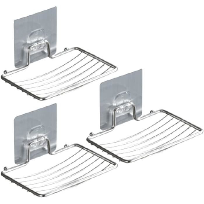 Porte-savon à ventouse puissante, en acier inoxydable, résistant à la rouille, support pour savon éponge pour douche, salle de bain et évier de cuisine sans perçage