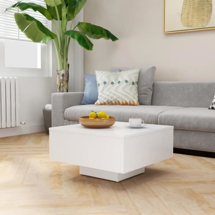Truvito Table Basse en Aggloméré 60x60x315 cmTable de Salon Basse pour Chambre Bureau blanc