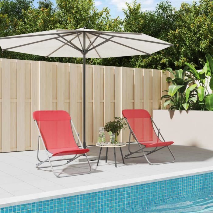 vidaXL Chaises de plage pliantes 2pcs textilène acier enduit de poudre 360189