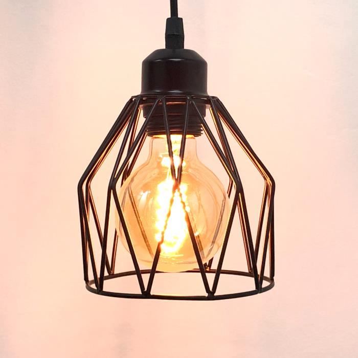 UNI Lampe Suspension Design Industrielle E27 Plafonnier Lustre Rétro Luminaire pour Couloir Escalier Café Restaurant Noir
