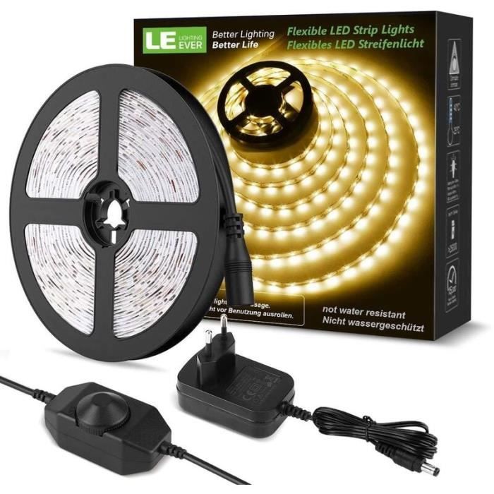 Bande lumineuse LED - YYV - 10M - Blanc chaud 3000K - 600 LEDs SMD 2835 - Intérieur