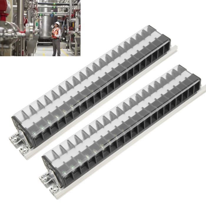 15 Blocs De Bornes à Vis Double Rangée 12 Positions - 600V 15A - En Cuivre Avec Couvercle - Lot De 5 Ensembles (15 Pièces)