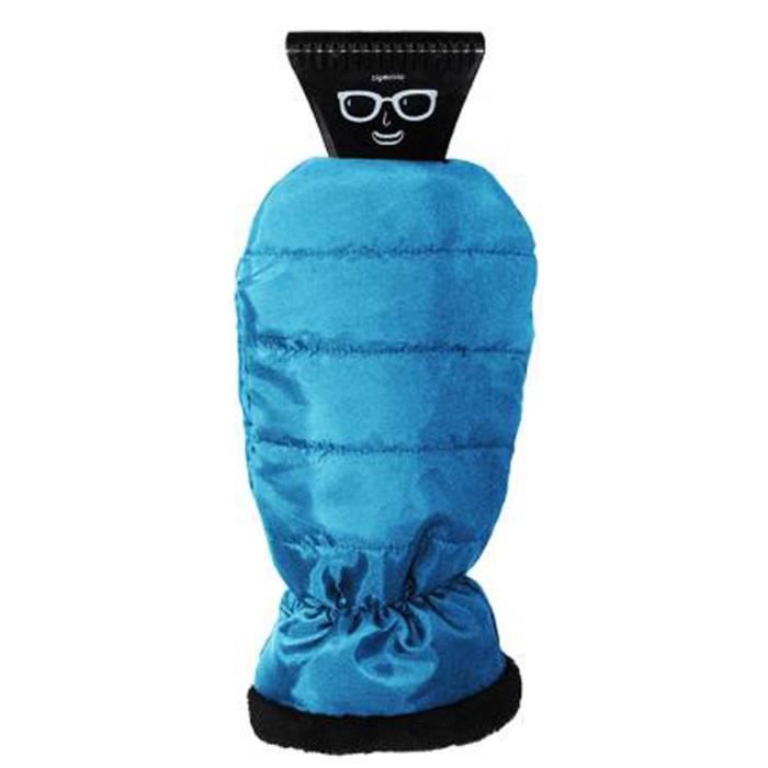 Moufle Gratte-Givre à Gant DOUDOUNE Bleu - Grattoir Pare-Brise Raclette