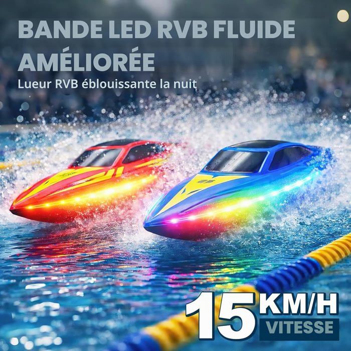 Bateau Télécommandé pour Enfants, Plus de 100 Minutes de Jeu,Mini Bateau RC Haute Vitesse 2,4 Bateau Télécommandé pour Enfants, Plus de 100 Minutes de Jeu,Mini Bateau RC Haute Vitesse 2,4