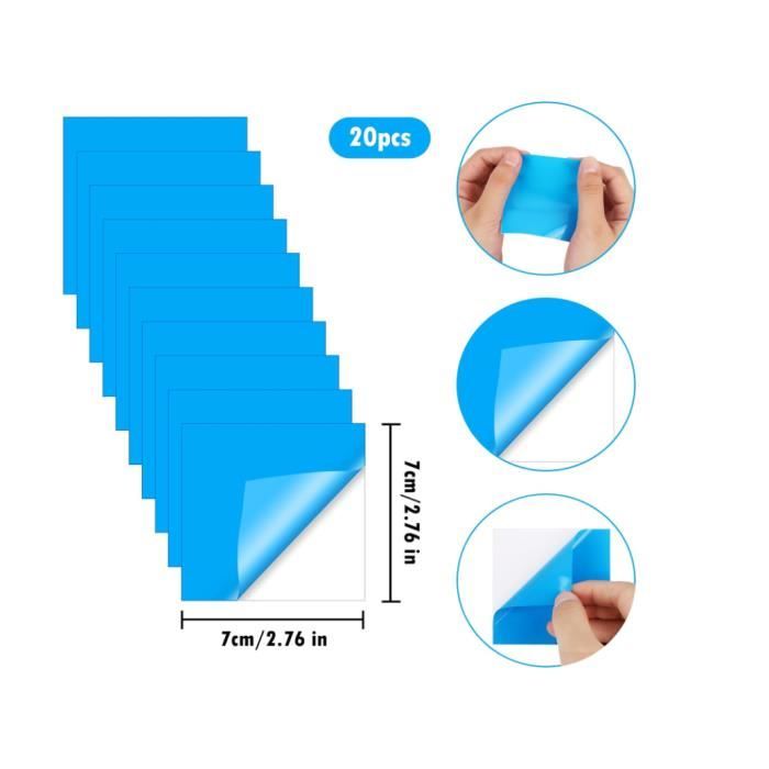 Kit Réparation Piscine – 20 Patches PVC Auto-adhésifs (rectangles, Cercles, Carrés), étanches, Sous L'eau