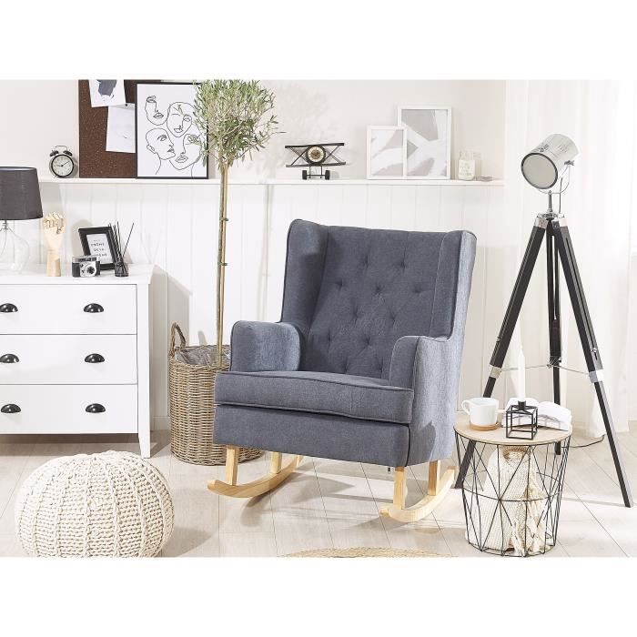 Fauteuil Bascule En Tissu Gris TRONDHEIM II BELIANI Avec Fauteuil Bascule En Tissu Gris TRONDHEIM II BELIANI Avec