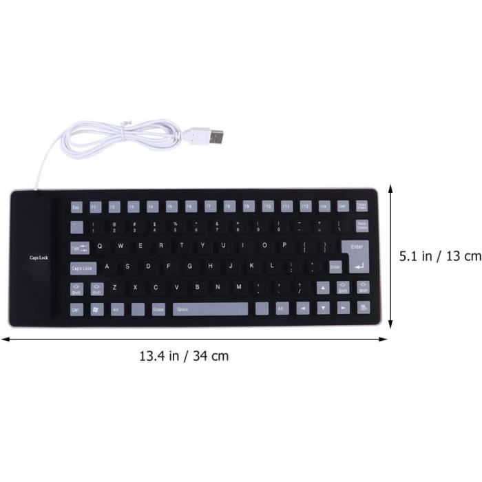 EMEBAY Clavier USB AZERTY Français Pliable En Silicone 103 Touches – Étanché, Souple, Portable Pour PC, Laptop, Tablette, Smartphone OTG