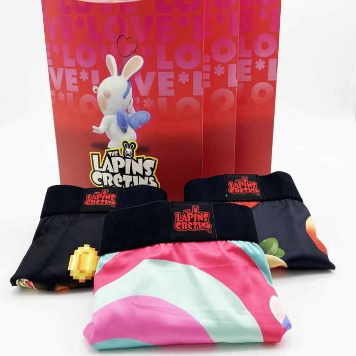 Boxer Enfant Lapins Crétins - Collection Officielle Freegun - 92% Polyester, 8% Élasthanne - Taille Garçon