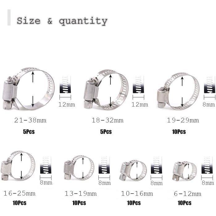 10 Colliers De Serrage Ajustables Inox 8.3-10mm - Uxcell